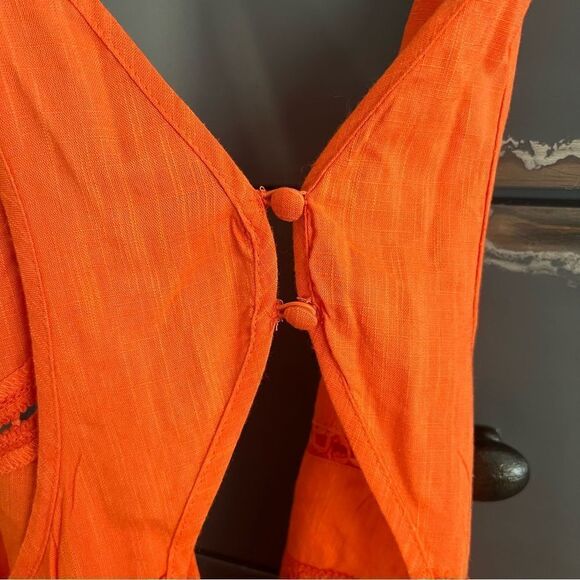 New Anthropologie V-Neck Back-Cutout Mini Dress - Large, Red Orange - Picture 7 of 11